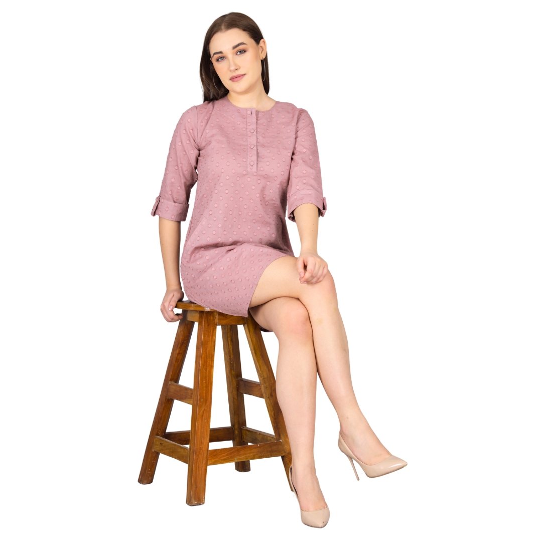 Cotton Dobby Tunic Dress