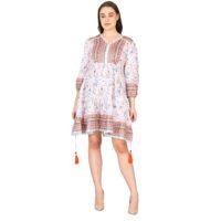 Cotton Dobby Digital Print Hidden Placket Dress