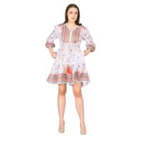 Cotton Dobby Digital Print Hidden Placket Dress_4