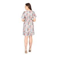 Cotton Dobby Digital Print V Neck Panel Dress_3