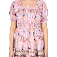 Cotton Dobby Digital Border Print Smoking Dress_1